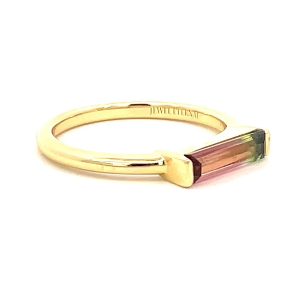 🍉 Natural Bi-Color Watermelon Tourmaline Bar Ring - Picture 4 of 6